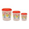 Printed plastic food container with lid